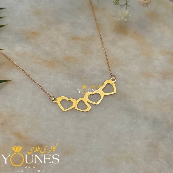 گردنبند چهار قلبی طلا لیزری